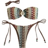 image:imageGORGLITTER Womens Crochet Strapless Bandeau Bikini Set Cheeky Y2K High Waisted Thong Swimsuit Two Piece Bathing SuitMulticolor