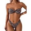 image:imageGORGLITTER Womens Leopard Cheetah Swimsuit Strapless Bandeau High Cut Thong Bikini Set Bathing SuitMulticolor