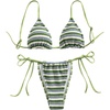 image:imageGORGLITTER Womens Striped High Waisted Bikini Sets Cute Cheeky Triangle String Thong Swimsuit Bathing Suit 2 PieceGreen