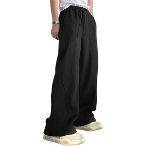image:imageGORGLITTER Mens Wide Leg Sweatpants Baggy Oversized Flared Bell Bottom Loose Streetwear Track Pants TrousersSolid Black