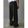 image:imageGORGLITTER Mens Baggy Dress Pants Wide Leg Business Casual Pleated Vintage Trousers with Pocket Old Money ClothesBlack