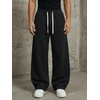 image:imageGORGLITTER Mens Baggy Wide Leg Sweatpants Oversized Track Pants Drawstring Y2K Casual Trousers with PocketsBlack