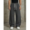 image:imageGORGLITTER Mens Baggy Wide Leg Sweatpants Oversized Track Pants Drawstring Y2K Casual Trousers with PocketsSolid Dark Grey