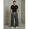 image:imageGORGLITTER Mens Baggy Wide Leg Sweatpants Oversized Track Pants Drawstring Y2K Casual Trousers with PocketsSolid Dark Grey
