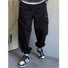 image:imageGORGLITTER Mens Casual Baggy Pants Work Comfy Elastic High Waist Jogger Tech Wear Parachute Cargo Track Pants