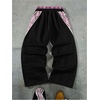 image:imageGORGLITTER Mens Double Waisted Baggy Pants Y2K Striped Side Wide Leg Sweatpants Gym Athletic Workout Track PantsBlack and Pink