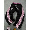 image:imageGORGLITTER Mens Double Waisted Baggy Pants Y2K Striped Side Wide Leg Sweatpants Gym Athletic Workout Track PantsBlack and Pink