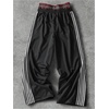image:imageGORGLITTER Mens Double Waisted Sweatpants Baggy Y2K Plaid Patchwork Side Striped Wide Leg Track Pants