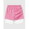 image:imageGORGLITTER Mens Dragon Graphic Track Shorts Color Block 2 in 1 Athletic Basketball Running Gym ShortsPink