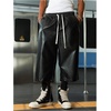 image:imageGORGLITTER Mens Faux Leather Shorts Baggy Y2k Hip Hop Capris Wide Leg Bermuda Shorts with Pockets StreetwearBlack