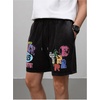 image:imageGORGLITTER Mens Graphic Shorts Y2k Vintage Straight Leg Streetwear Denim ShortsMulti Black Letter