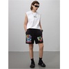 image:imageGORGLITTER Mens Graphic Shorts Y2k Vintage Straight Leg Streetwear Denim ShortsMulti Black Letter