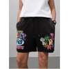 image:imageGORGLITTER Mens Graphic Shorts Y2k Vintage Straight Leg Streetwear Denim ShortsMulti Black Letter