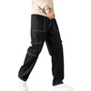 image:imageGORGLITTER Mens High Waist Baggy Jeans Wide Leg Denim Cargo Pants Contrast Stitching Skater Jeans TrousersBlack