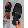image:imageGORGLITTER Mens Leather Flip Flops Sandals 2026 Footwear Criss Cross House Slippers Summer Beach Slide SandalsBlack 3