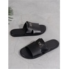 image:imageGORGLITTER Mens Leather Flip Flops Sandals 2026 Footwear Criss Cross House Slippers Summer Beach Slide SandalsBlack 3
