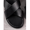 image:imageGORGLITTER Mens Leather Flip Flops Sandals 2026 Footwear Criss Cross House Slippers Summer Beach Slide SandalsBlack