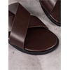 image:imageGORGLITTER Mens Leather Flip Flops Sandals 2026 Footwear Criss Cross House Slippers Summer Beach Slide SandalsBrown