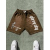 image:imageGORGLITTER Mens Star Graphic Y2K Shorts Letter Drawstring Elastic Waist Summer Workout Track ShortsCoffee Brown