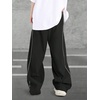 image:imageGORGLITTER Mens Wide Leg Sweatpants Pants Baggy Y2K Drawstring Elastic Waist Streetwear Parachute Track PantsBlack