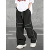image:imageGORGLITTER Mens Wide Leg Sweatpants Pants Baggy Y2K Drawstring Elastic Waist Streetwear Parachute Track PantsBlack