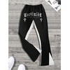 image:imageGORGLITTER Mens Y2K Graphic Baggy Sweatpants Color Block Wide Leg Flare Sweatpants Casual Workout Pants StreetwearBlack and White
