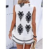 image:imageGORGLITTER Womens 2 Piece Shorts Set Outfits Graphic Boho Vest Top Renaissance Blouse and Cowgirl Western ShortsBlack and White