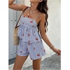 image:imageGORGLITTER Womens 2 Piece Shorts Sets Gingham Bow Tie Back Babydoll Tops and Boxer Shorts Summer Vacation Outfits 2026Blue Multicolor