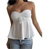 image:imageGORGLITTER Womens Babydoll Tube Top Cute Eyelet Embroidery Strapless Ruched Peplum Bandeau Dressy Going Out Top