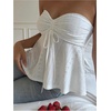 image:imageGORGLITTER Womens Babydoll Tube Top Cute Eyelet Embroidery Strapless Ruched Peplum Bandeau Dressy Going Out Top