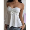 image:imageGORGLITTER Womens Babydoll Tube Top Cute Eyelet Embroidery Strapless Ruched Peplum Bandeau Dressy Going Out Top