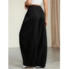 image:imageGORGLITTER Womens Baggy Barrel Pant Low Rise Pleated Cargo Oversized Wide Leg Business Dress Casual TrousersBlack 01
