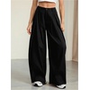 image:imageGORGLITTER Womens Baggy Barrel Pant Low Rise Pleated Cargo Oversized Wide Leg Business Dress Casual TrousersBlack 01