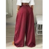 image:imageGORGLITTER Womens Baggy Barrel Pant Low Rise Pleated Cargo Oversized Wide Leg Business Dress Casual TrousersBurgundy