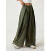 image:imageGORGLITTER Womens Baggy Barrel Pant Low Rise Pleated Cargo Oversized Wide Leg Business Dress Casual TrousersSolid Army Green