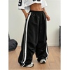 image:imageGORGLITTER Womens Baggy Sweatpants Track Pants Joggers Y2k Bottoms Wide Leg Striped Oversized Sweat Pants StreetwearBlack Striped