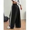 image:imageGORGLITTER Womens Baggy Sweatpants Track Pants Joggers Y2k Bottoms Wide Leg Striped Oversized Sweat Pants StreetwearBlack Striped