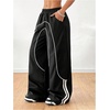 image:imageGORGLITTER Womens Baggy Wide Leg Track Pants High Waisted Y2k Parachute Steertwear Trendy 2025 Trousers Black Medium