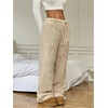 image:imageGORGLITTER Womens Cable Knit Sweater Pants Low Waisted Knit Warm PantsApricot