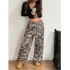 image:imageGORGLITTER Womens Camo Baggy Pants Camouflage Wide Leg Army Fatigue Bell Bottom Casual Lightweight Sweatpants TrousersArmy Green