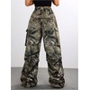 image:imageGORGLITTER Womens Camo Cargo Pants Wide Leg Baggy High Elastic Waisted Parachute Pants Y2K Camouflage Trousers StreetwearGreen
