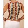 image:imageGORGLITTER Womens Crochet Tank Tops Boho Summer Vacation Going Out Outfits Sleeveless Colorblock Peasant Crop TopsMulticolor