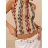 image:imageGORGLITTER Womens Crochet Tank Tops Boho Summer Vacation Going Out Outfits Sleeveless Colorblock Peasant Crop TopsMulticolor
