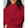 image:imageGORGLITTER Womens Dolman Short Sleeve T Shirts Mock Neck Ruched Cinched Waist Business Casual Old Money Clothes TopsBurgundy