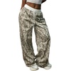 image:imageGORGLITTER Womens Double Waisted Camo Wide Leg Sweatpants Camouflage Baggy Trouser Workout Streetwear Track PantsGreen