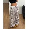 image:imageGORGLITTER Womens Double Waisted Camo Wide Leg Sweatpants Camouflage Baggy Trouser Workout Streetwear Track PantsWhite