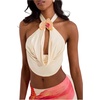 image:imageGORGLITTER Womens Draped Halter Tops Cowl Neck 3D Flower Floral Backless Concert Going Out Camisole OutfitsApricot