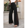 image:imageGORGLITTER Womens Flare Lace Pants Flared Bell Bottom High Waisted Dressy Work Casual Office Going Out Pants TrousersBlack