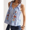 image:imageGORGLITTER Womens Floral Embroidered Tops Y2K Sleeveless Scoop Neck Button Down Tank Top Summer Graphic Going Out TopBlue