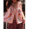 image:imageGORGLITTER Womens Floral Embroidered Tops Y2K Sleeveless Scoop Neck Button Down Tank Top Summer Graphic Going Out TopRed Gingham